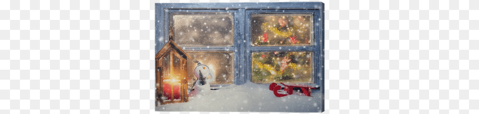 Atmospheric Christmas Window Sill Decoration Canvas Window, Nature, Outdoors, Winter, Snow Free Transparent Png