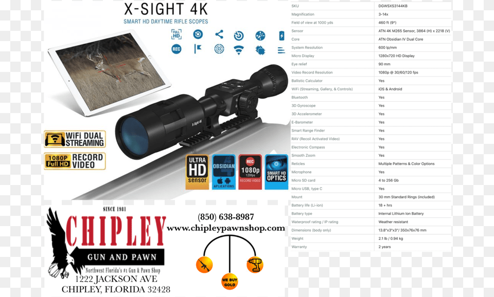 Atn X Sight 4k Pro 5, Firearm, Gun, Rifle, Weapon Free Png