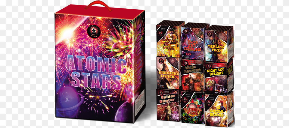 Atomic Stars Firework Cake Pack Fireworks, Book, Publication, Person Png Image