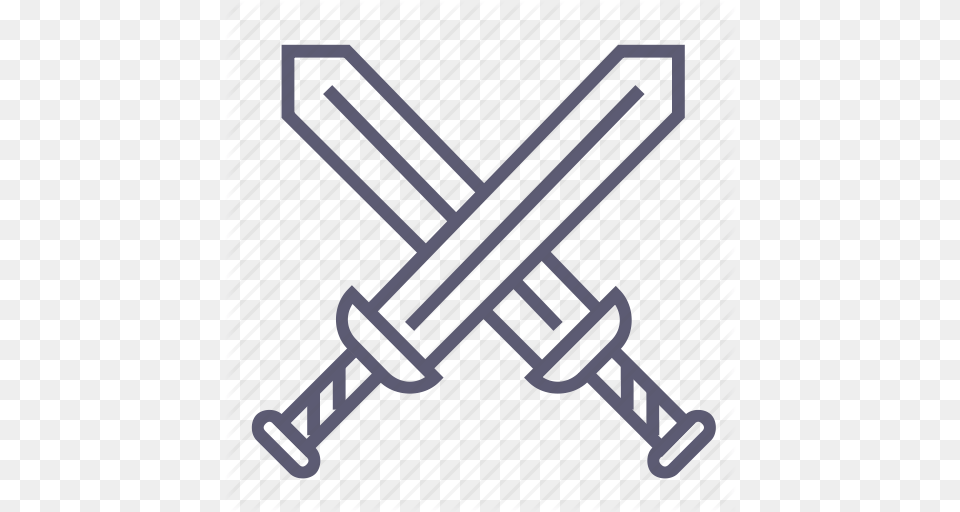 Attack Crossed Swords Destroy Hacking Kill Safety Sword Icon, Weapon Png