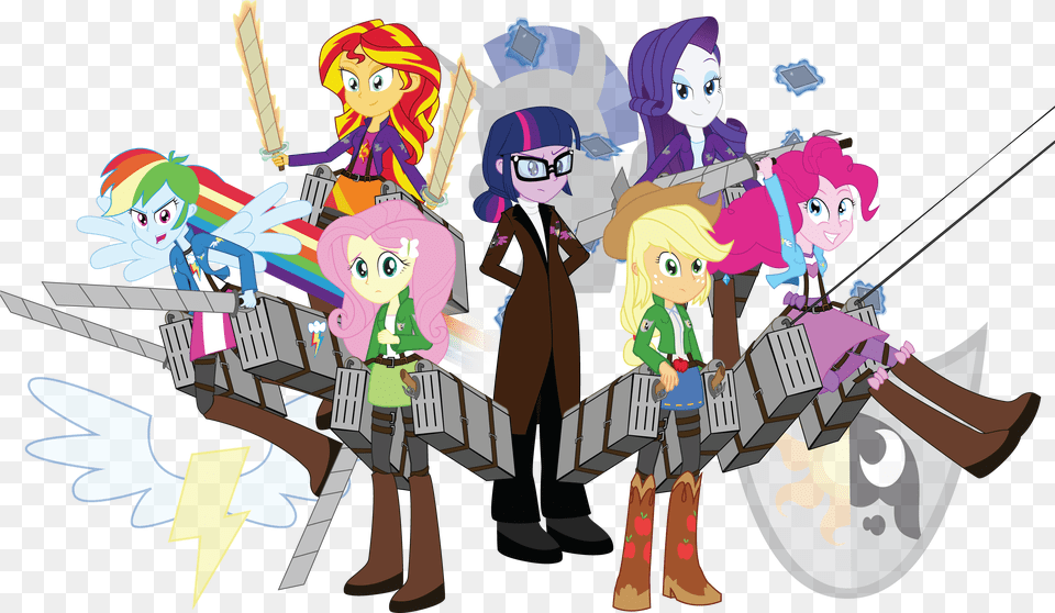 Attack On Titan Crossover Equestria Girls Horse, Publication, Book, Comics, Person Free Png Download