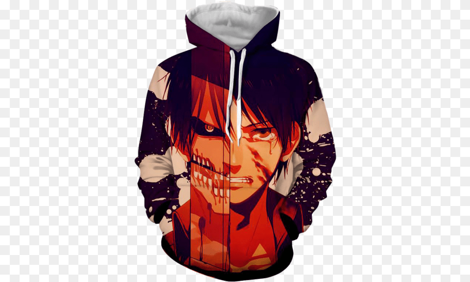 Attack On Titan Eren, Clothing, Sweater, Knitwear, Hoodie Png Image