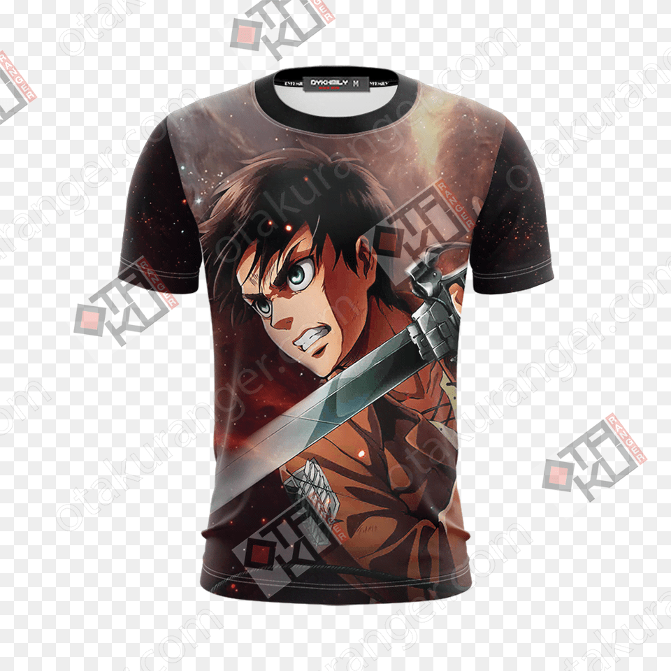 Attack On Titan Eren Jaeger 3d T Shirt Eren Attack On Titan, Book, Clothing, Comics, T-shirt Png Image