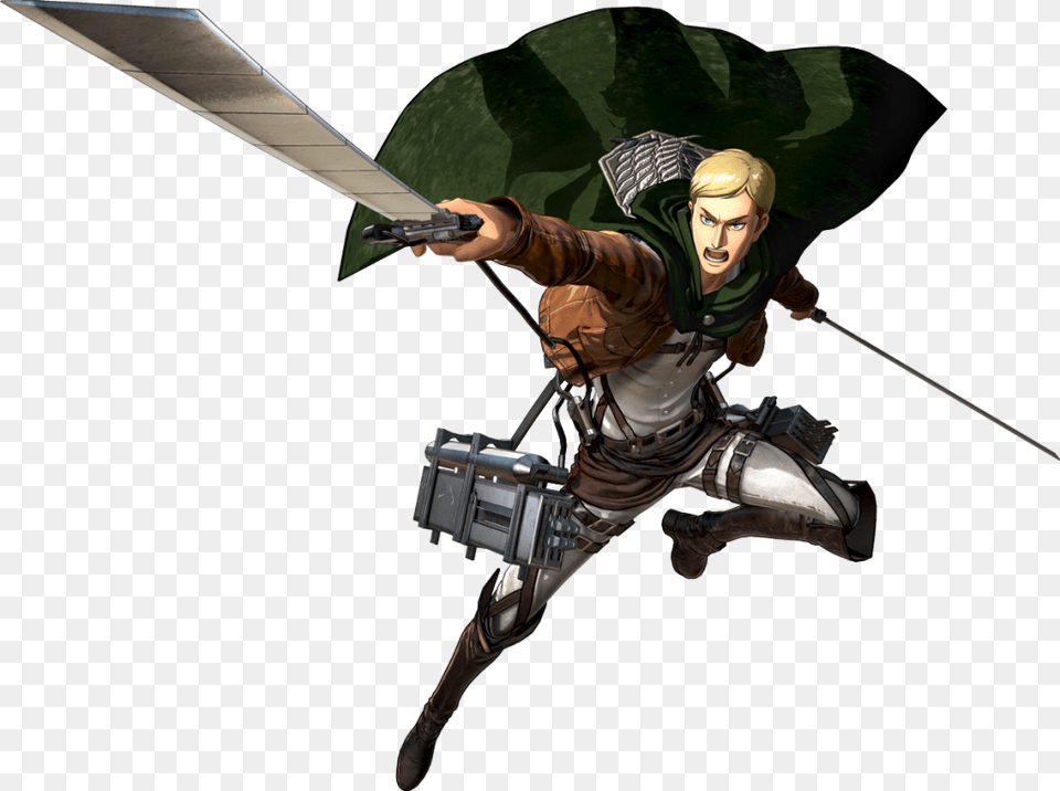 Attack On Titan Erwin Smith Attacking Attack On Titan Erwin, Adult, Male, Man, Person Free Transparent Png