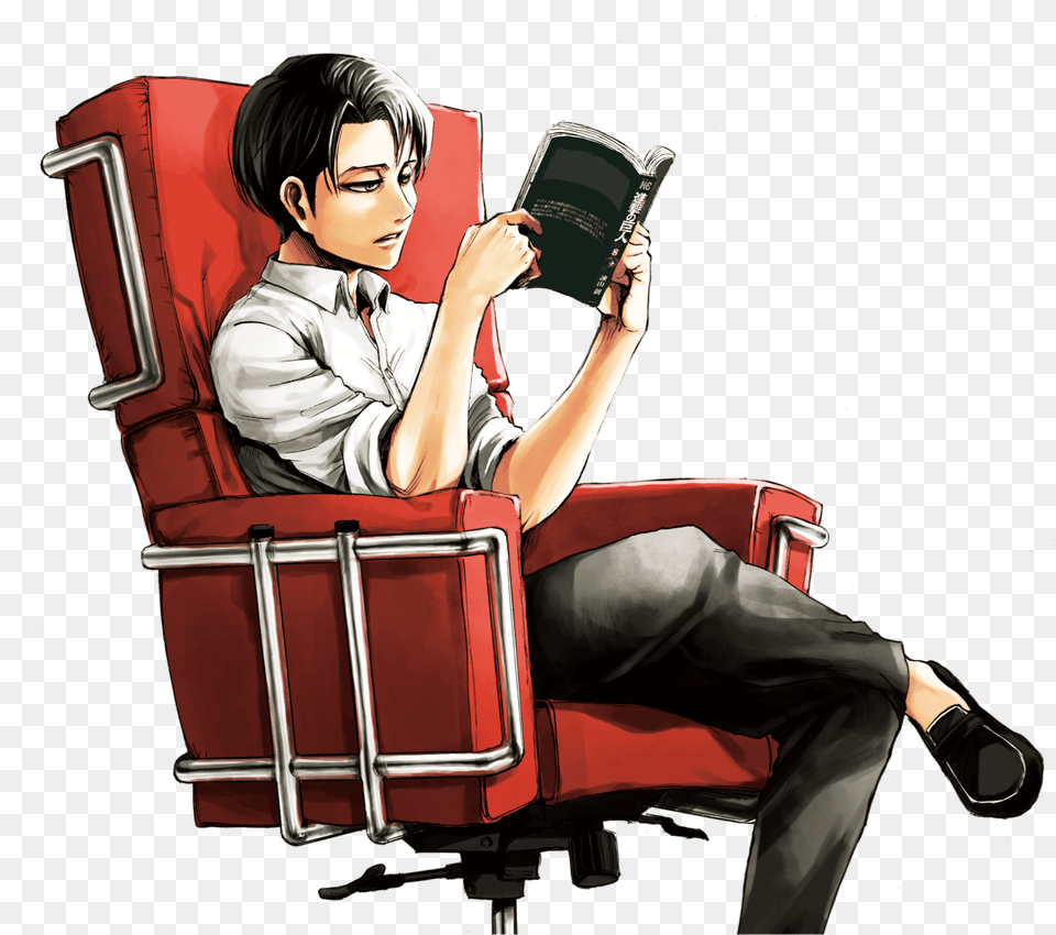 Attack On Titan Official Art Levi, Adult, Person, Furniture, Female Png