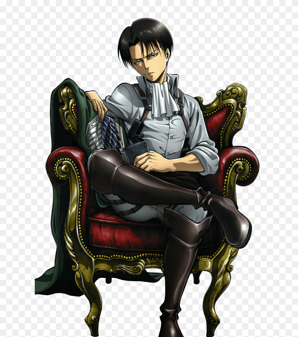 Attack On Titan Shingeki No Kyojin Hd Levi, Book, Comics, Furniture, Person Png