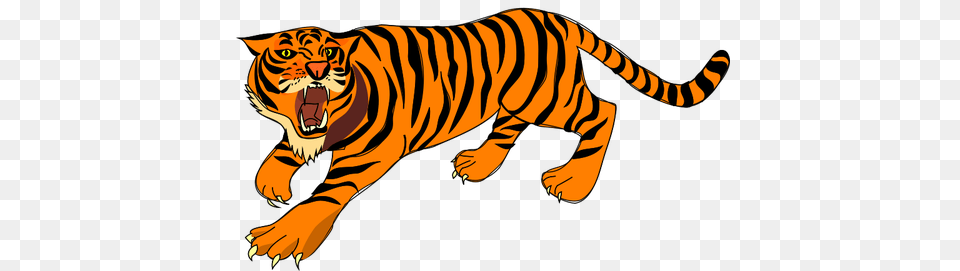 Attacking Tiger, Animal, Mammal, Wildlife Png Image