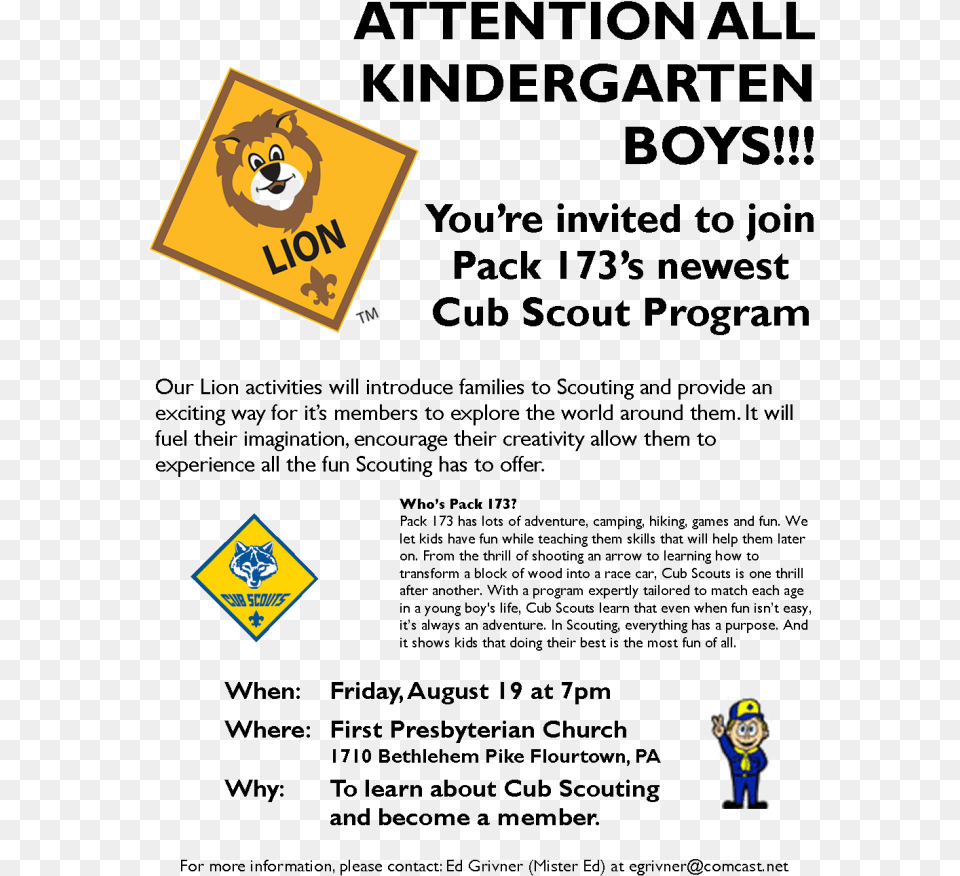 Attention All Kindergarten Boys Join Lions Cub Scouts, Logo, Baby, Person, Face Png Image