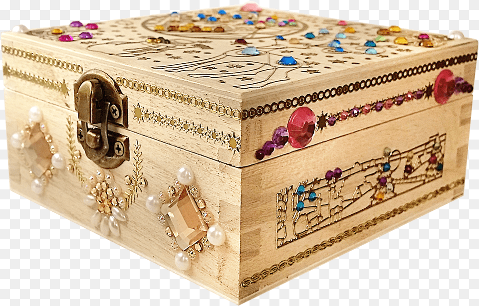 Attractive Square Shaped Hand Decorated Wooden Box Decorated Box, Treasure, Accessories, Jewelry, Necklace Free Png