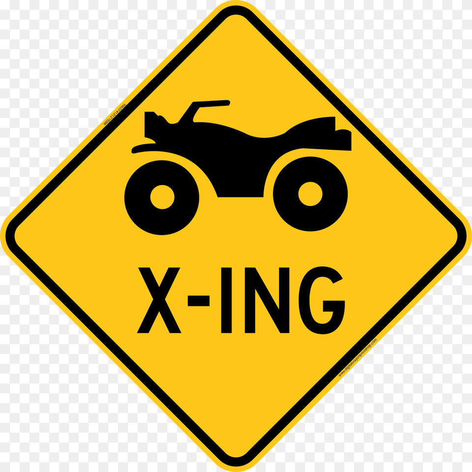 Atv Crossing Warning Trail Sign Yellow, Symbol, Road Sign Free Png