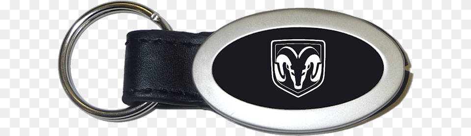 Au Tomotive Gold Ram Head Logo Black Oval Leather Key Keychain, Accessories, Buckle Png Image
