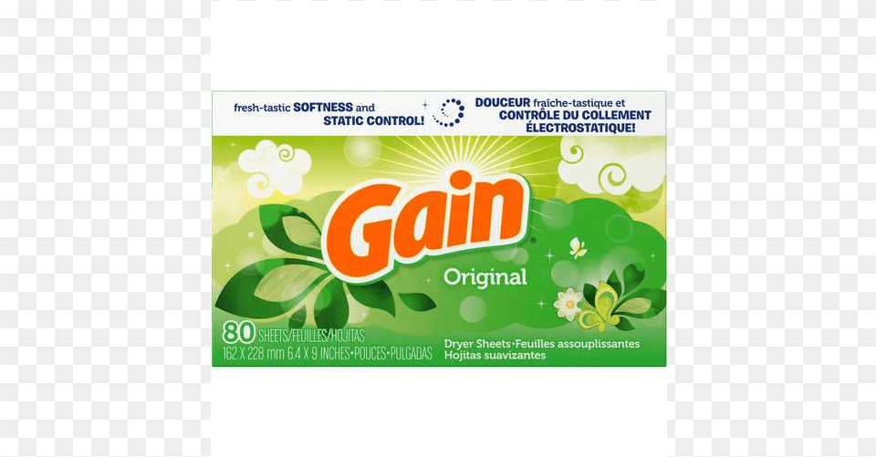 Auction Gain Dryer Sheets 34 Ct, Herbal, Herbs, Plant, Gum Png Image