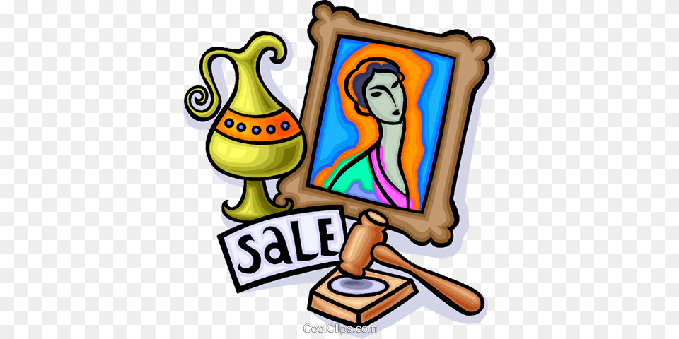 Auction With Painting And Vase Royalty Vector Clip Art, Person, Face, Head Free Transparent Png