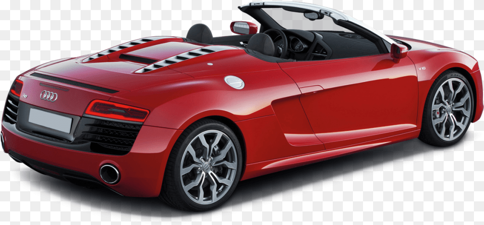 Audi R8 V8 Spyder Car Hire Rear View, Vehicle, Transportation, Convertible, Wheel Png Image