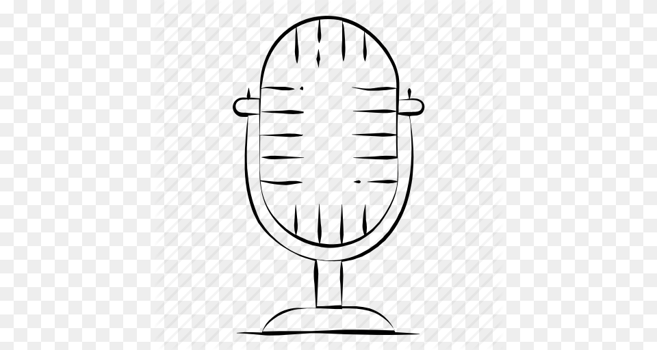 Audio Hand Drawn Mic Microphone Vintage Microphone Icon, Electrical Device, Glass Free Png
