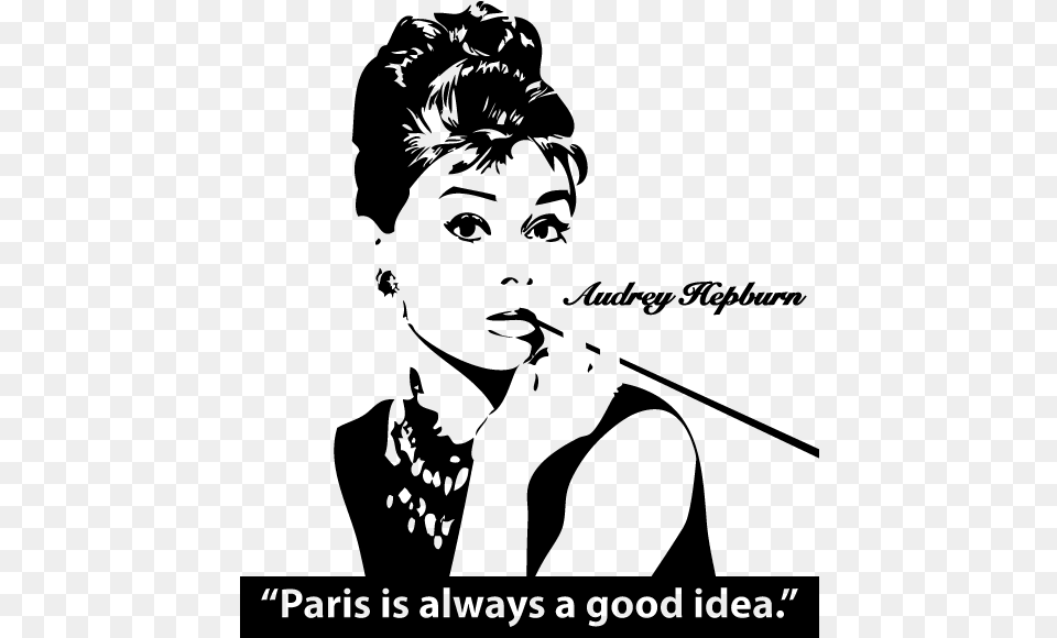 Audrey Hepburn Black And White Painting, Gray Free Png Download