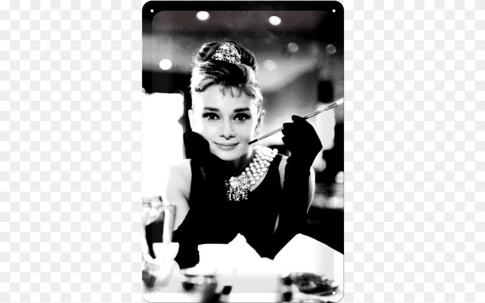 Audrey Hepburn Blechschild Portrait Schwarz Weiss Cm Iconic Black And White, Accessories, Body Part, Person, Hand Png