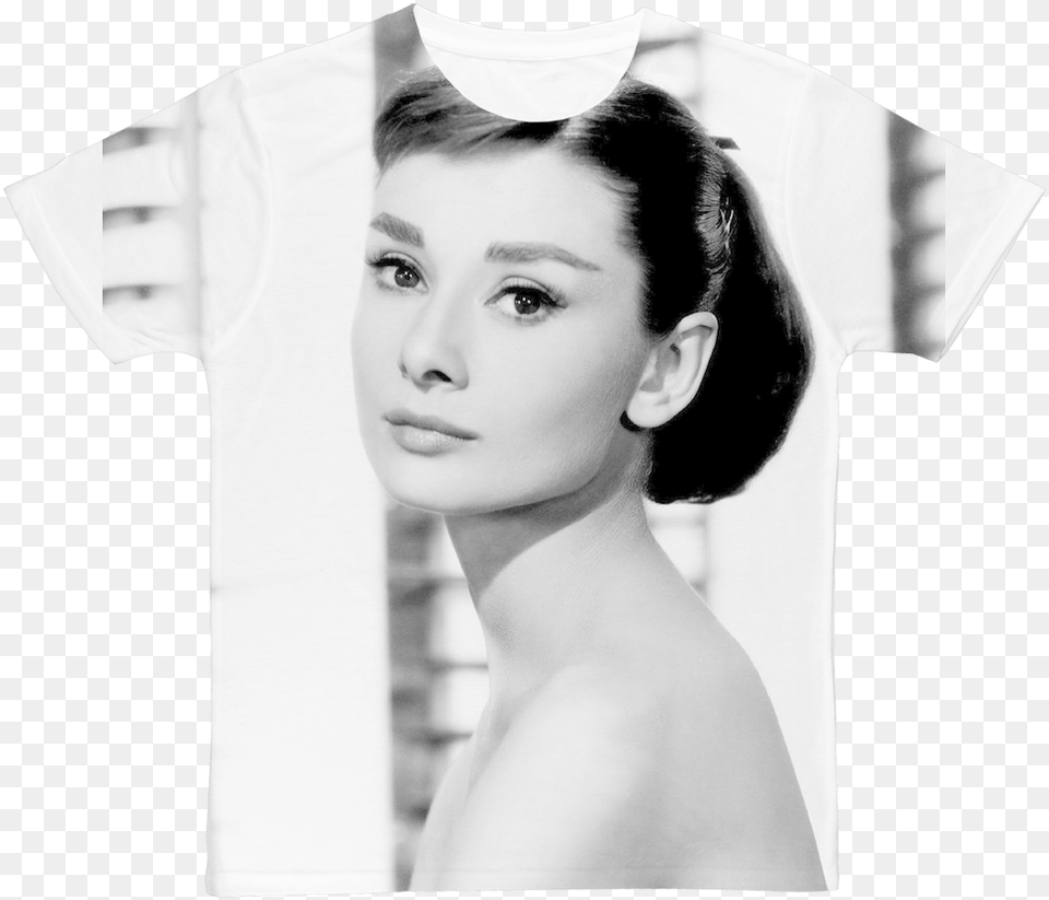 Audrey Hepburn Classic Sublimation Adult T Shirt Age Did Audrey Hepburn Die, Wedding, T-shirt, Portrait, Photography Png