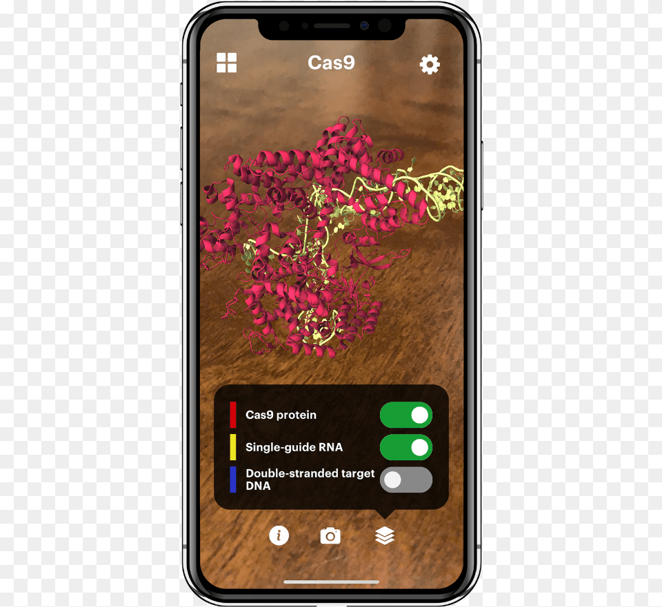 Augmented Reality Model Of Crispr Cas9 Shown On A Cell Smartphone, Electronics, Mobile Phone, Phone, Credit Card Free Png Download