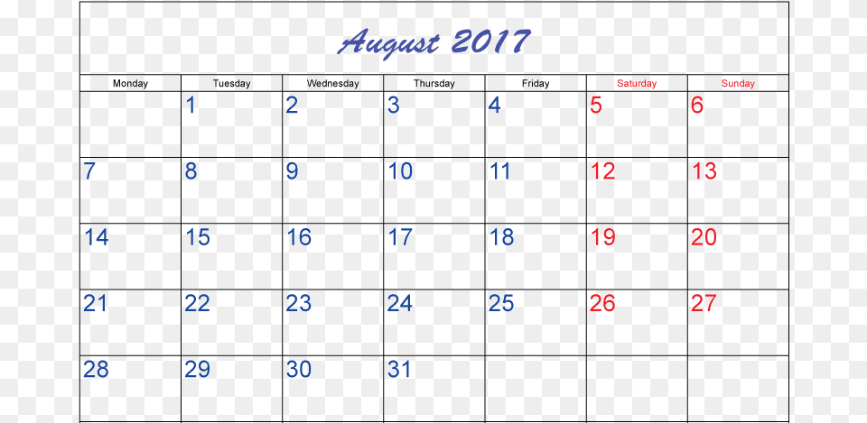 August 2017 Calendar Piazza Dei Miracoli, Text Png