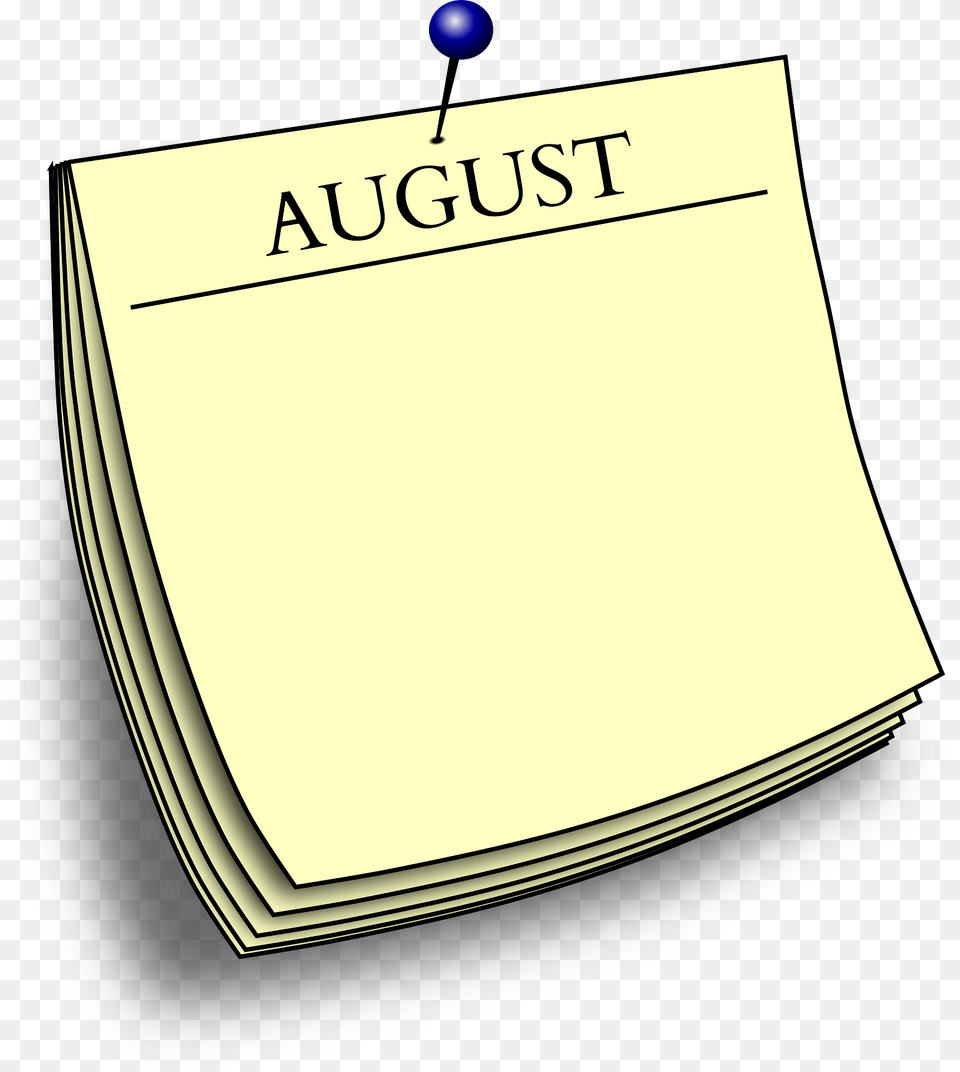 August Pinned Note, Page, Text, Book, Publication Png