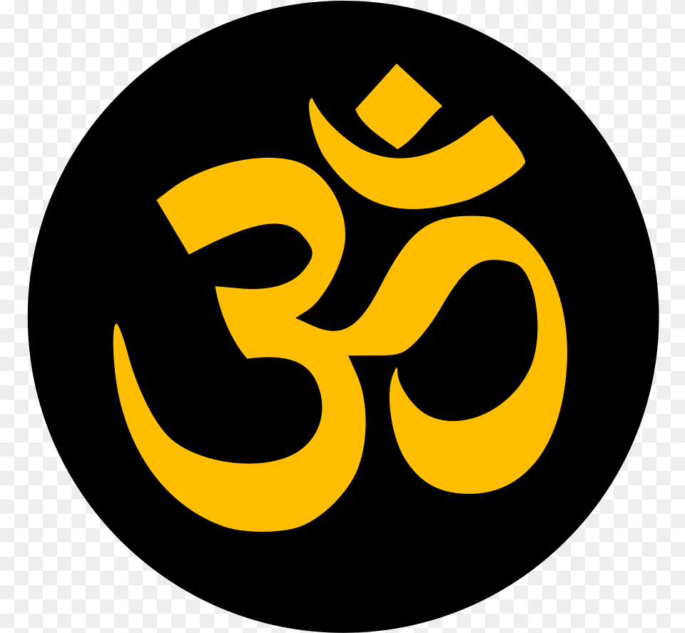 Aum Om Gold Circle Black Om Logo Black, Symbol, Text, Animal, Fish Png