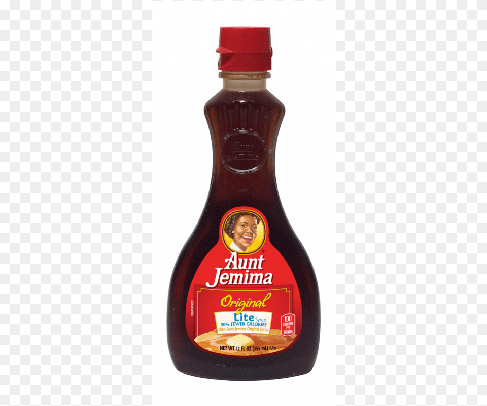 Aunt Jemima Original Lite Syrup 12fl Aunt Jemima Syrup, Food, Ketchup, Seasoning, Person Png Image