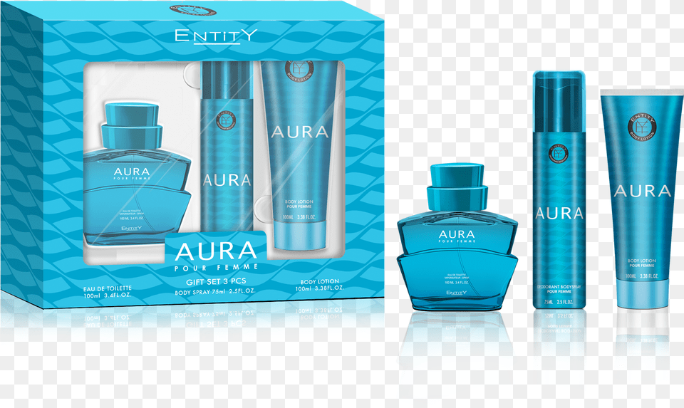 Aura Women 100ml Edt 3pcs Cosmetics, Bottle, Perfume, Lipstick Png Image