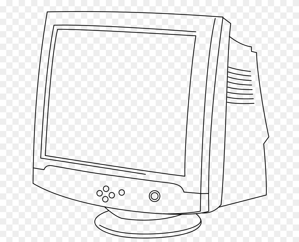 Aurium Crt Monitor In Line Art, Gray Free Png Download