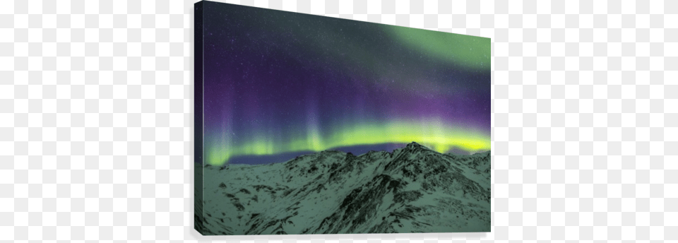Aurora Borealis Over Mountains Within Denali National Printscapes Wall Art 36quot X 24quot Canvas Print With Black, Nature, Night, Outdoors, Sky Free Png