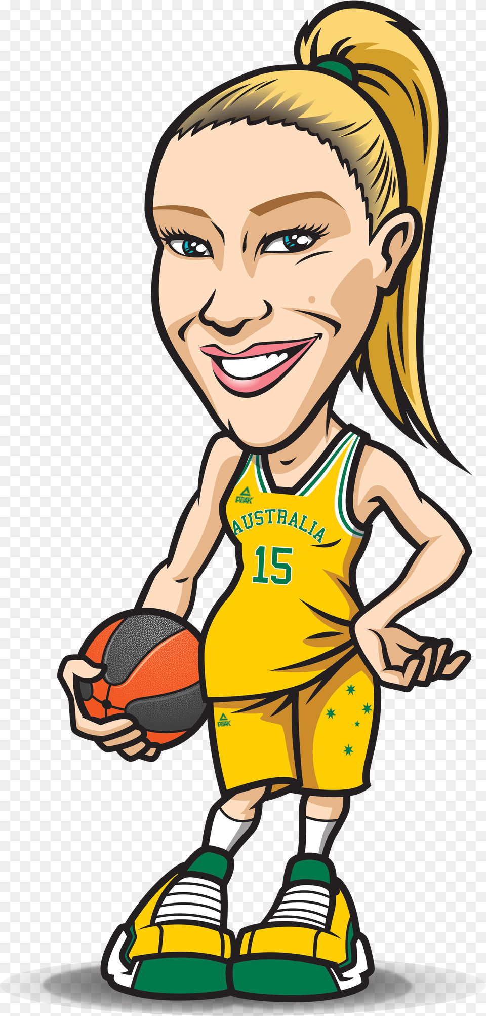 Aussie Hoops Basketball Girls Coach Cartoon, Adult, Female, Person, Woman Png Image