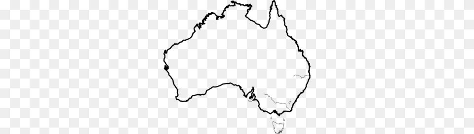 Aussie Outline Map Clip Art, Gray Png