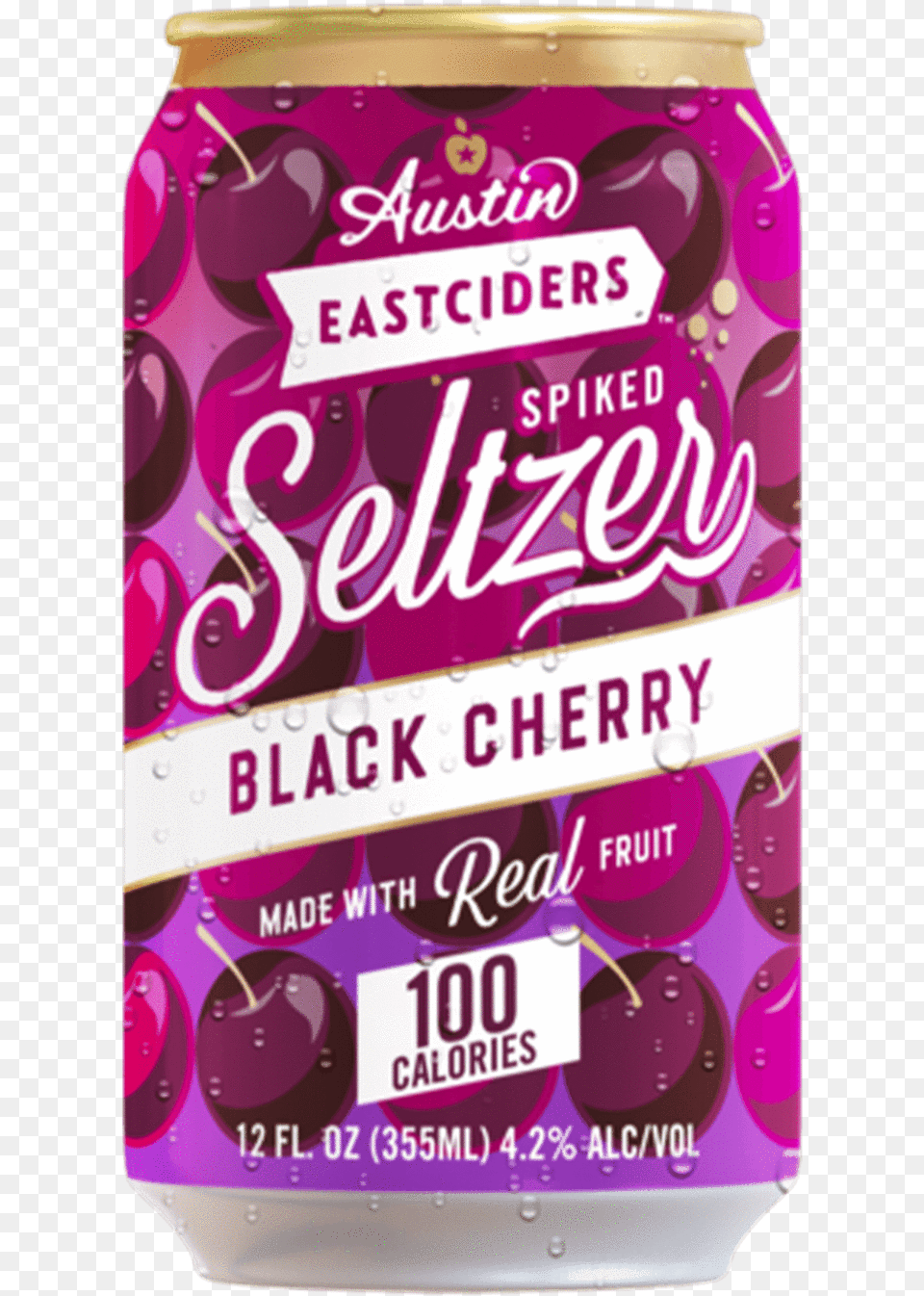 Austin Eastciders Spiked Seltzer Black Cherry, Can, Tin, Food, Fruit Png