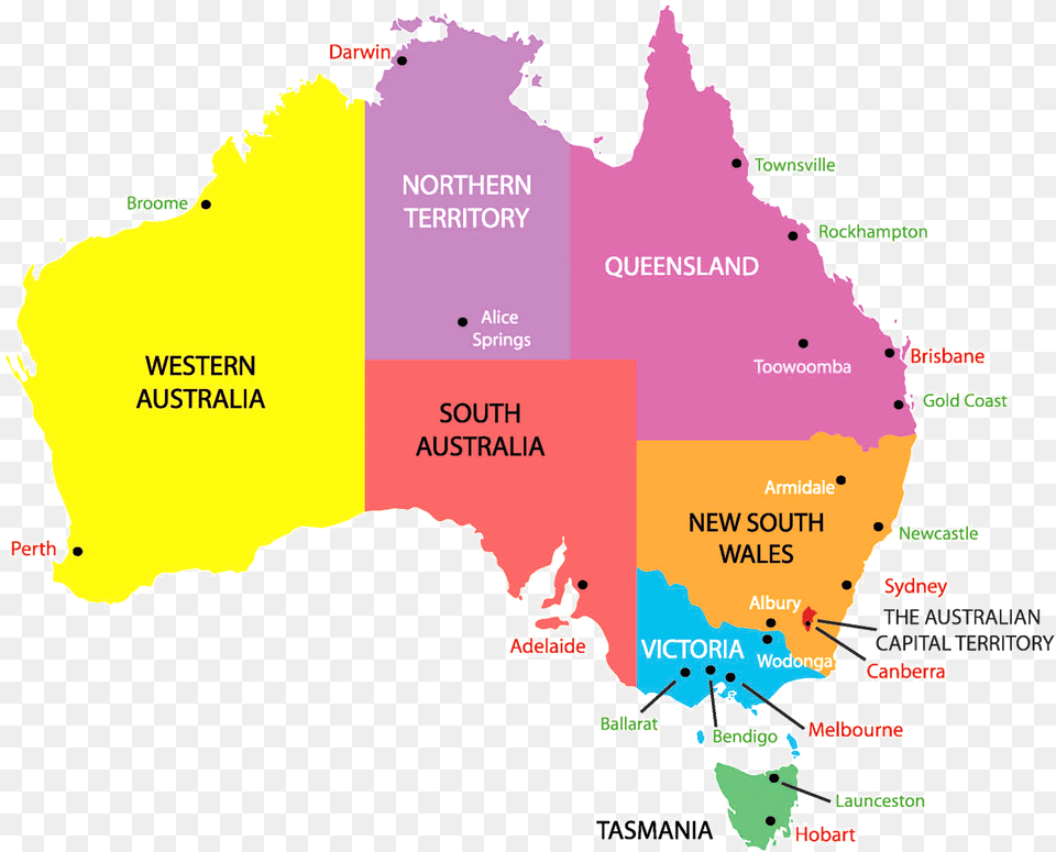 Australia Map States And Capital Cities, Chart, Plot, Atlas, Diagram Free Transparent Png