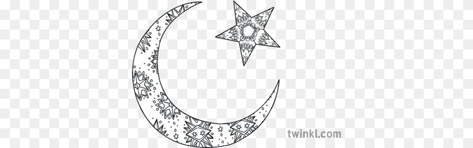 Australia Mindfulness Star And Crescent Moon Islam Ramadan Luna En Blanco Y Negro, Nature, Night, Outdoors, Star Symbol Png Image
