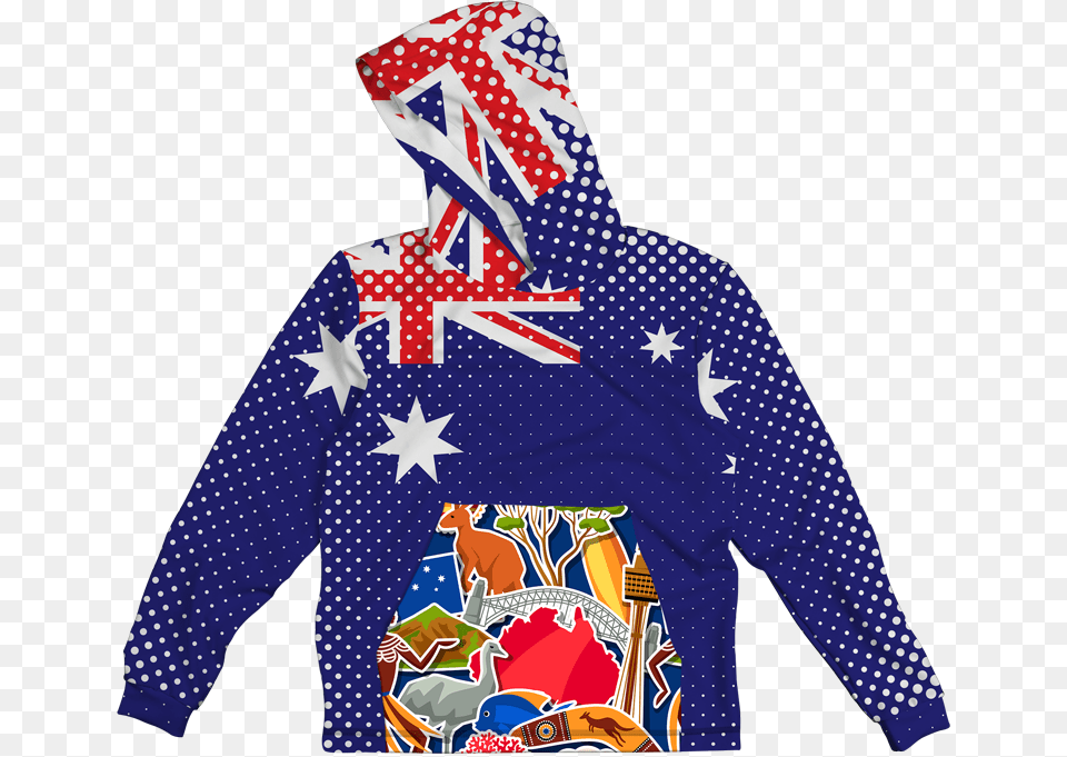 Australian Flag Colors Lightweight Sun Hoodie Hoodie, Clothing, Coat, Jacket Free Transparent Png