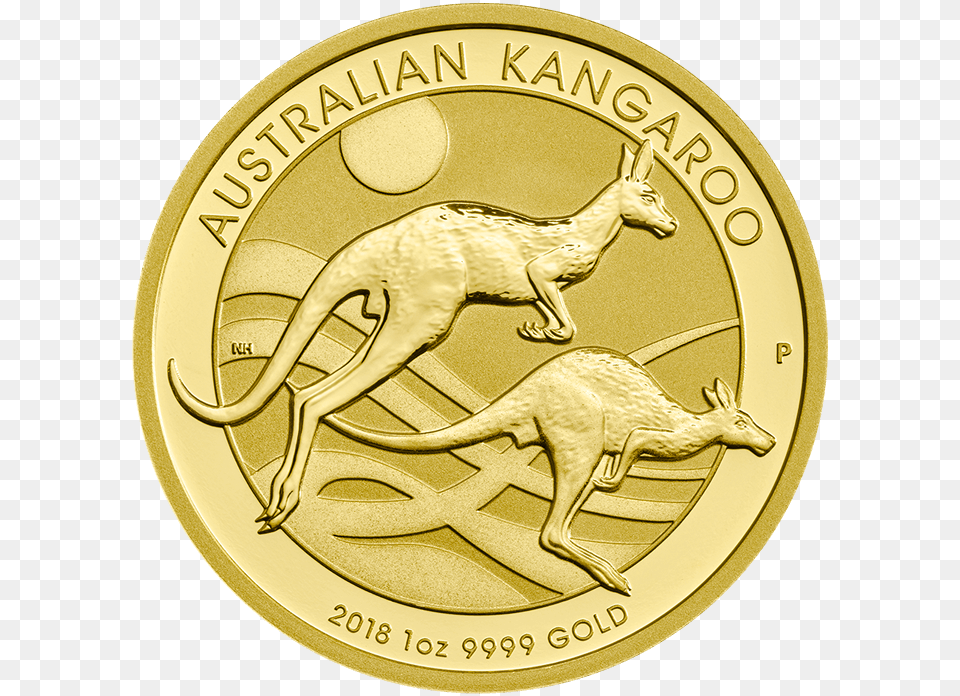 Australian Nugget 2018 1 Oz Gold Coinsrc Https 2017 Australia 1 2 Oz Gold Kangaroo, Animal, Antelope, Mammal, Wildlife Png