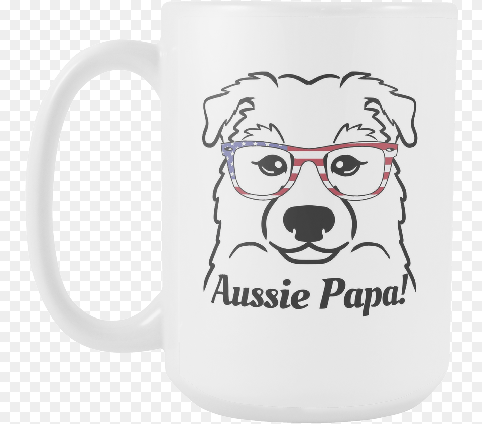 Australian Shepherd Papa Pug, Cup, Accessories, Glasses, Person Png Image