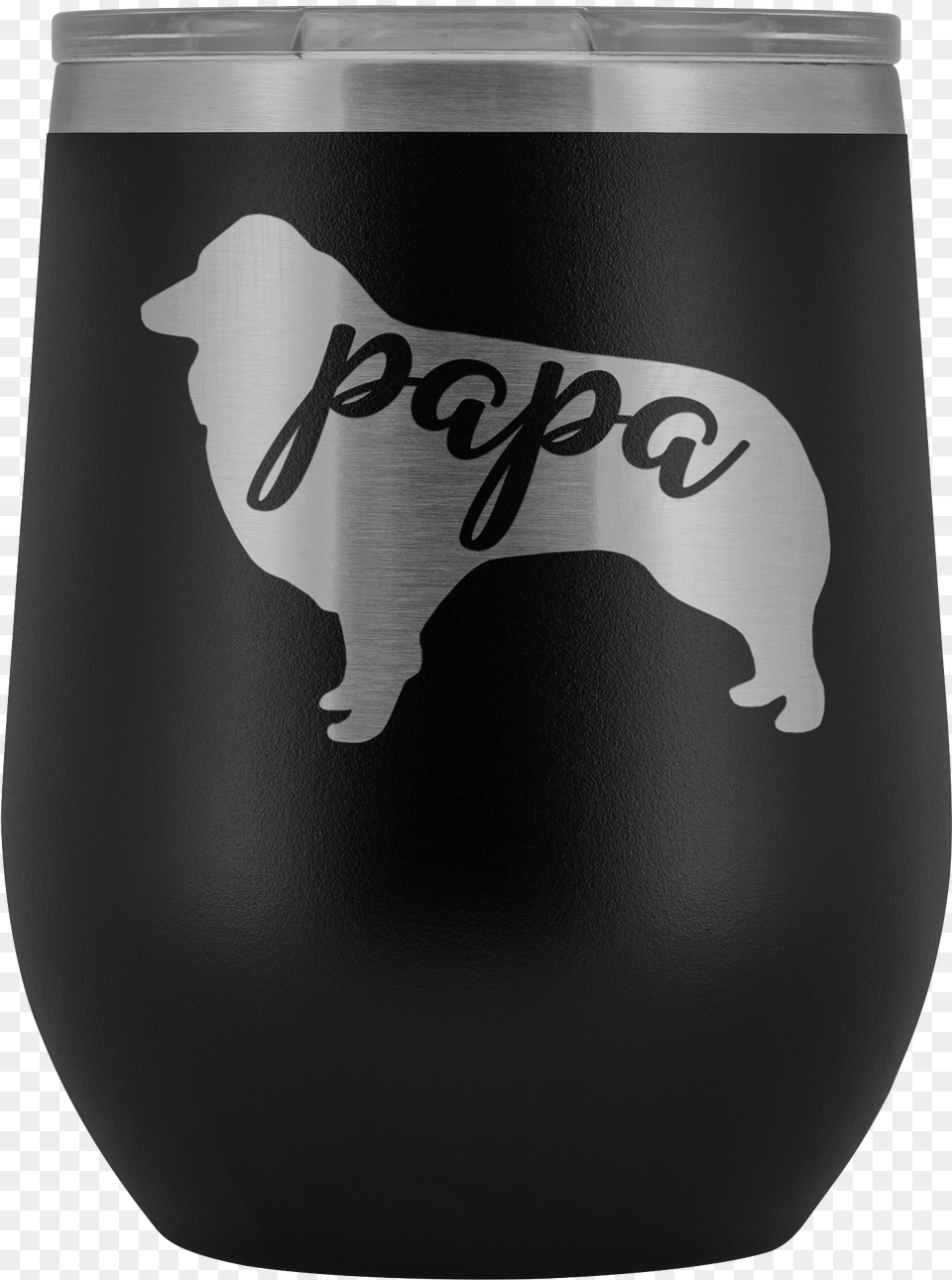 Australian Shepherd Papa Wine Tumbler With Lid Aussie Dog, Alcohol, Beer, Beverage, Glass Png