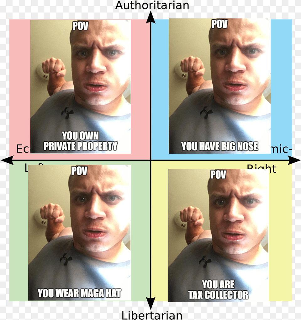 Authoritarian Pov Pov You Own Private Property You Political Compass Meme Corona, Art, Collage, Face, Head Free Png