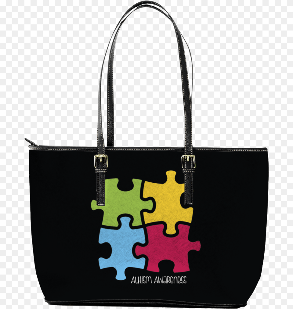 Autism Awareness 4 Piece Puzzle Leather Tote Bag, Accessories, Handbag, Purse, Tote Bag Png Image