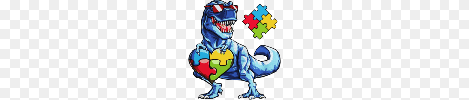 Autism Awareness Dinosaur Puzzle Piece, Animal, Baby, Person, Reptile Png Image