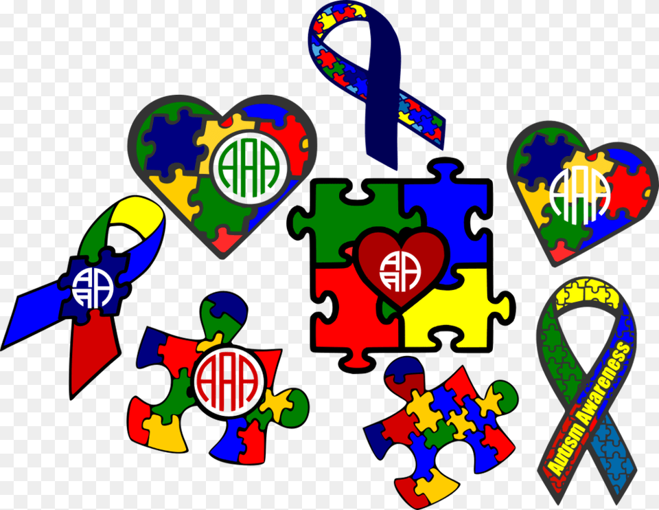 Autism Awareness Monogram Frame Cut Files Scalable Vector Graphics Free Transparent Png