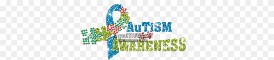 Autism Awareness Ribbon Glitter Rhinestone Transfer Graphic Design, Outdoors Png