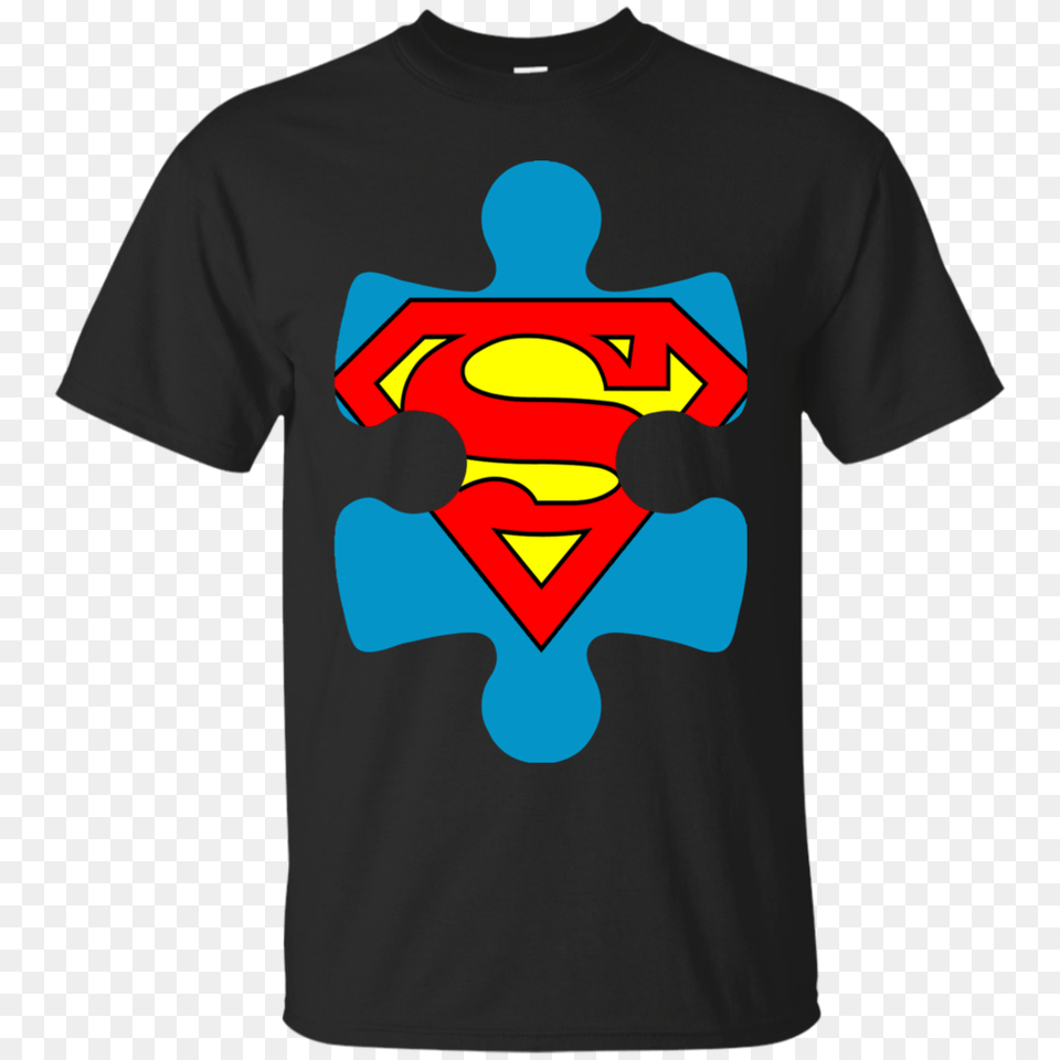 Autism Blue Puzzle Piece With Superman, Clothing, T-shirt, Shirt Png