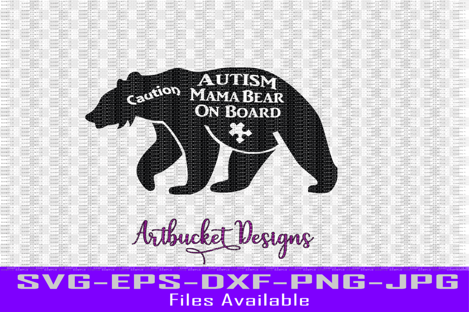Autism Mama Bear On Board Cutfile By Artbucket Designs Grandpa Bear Fathers Day Men Hoodies, Home Decor, Rug, Advertisement, Poster Free Transparent Png