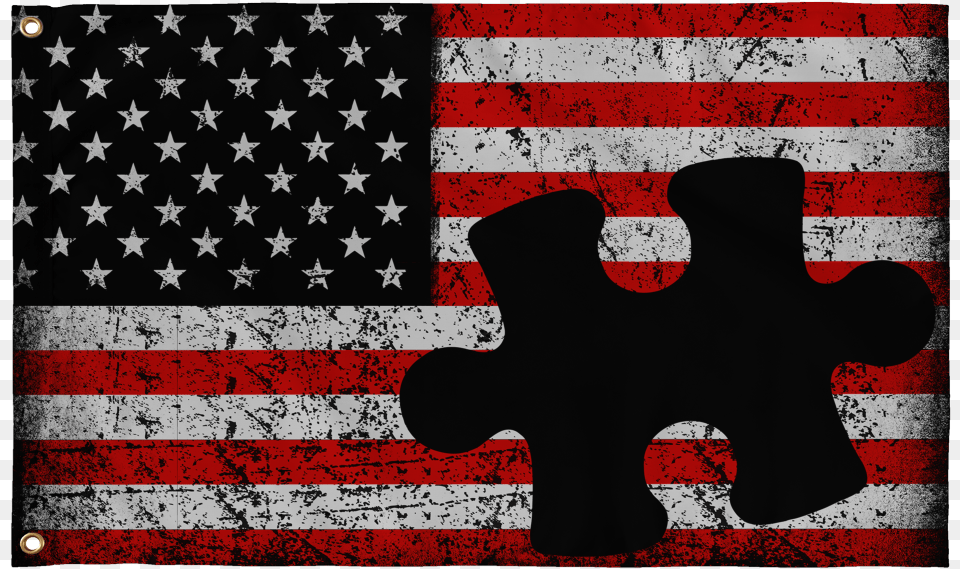 Autism Puzzle Piece Real American Flags Canvass, American Flag, Flag Png