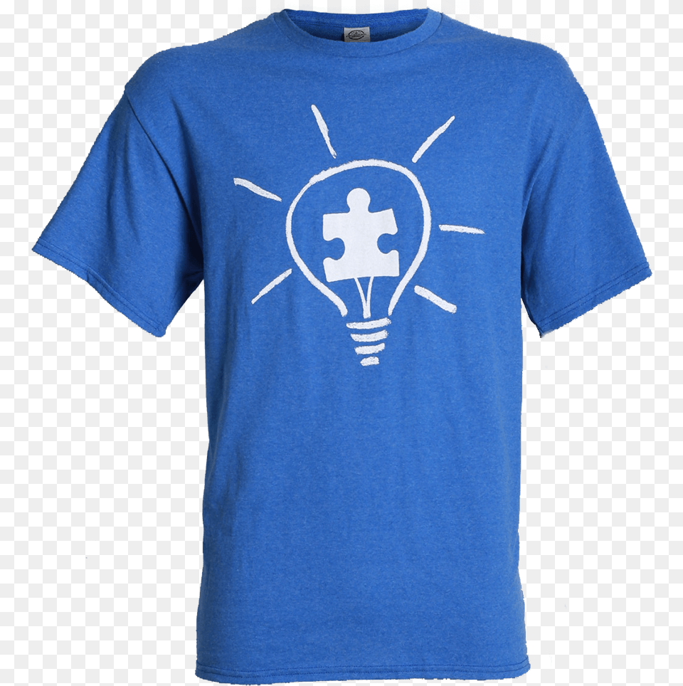 Autism Speaks Adult Light It Up Blue T Shirt Light Autism Awareness Light Bulb Shirt, Clothing, T-shirt, Aircraft, Transportation Free Png