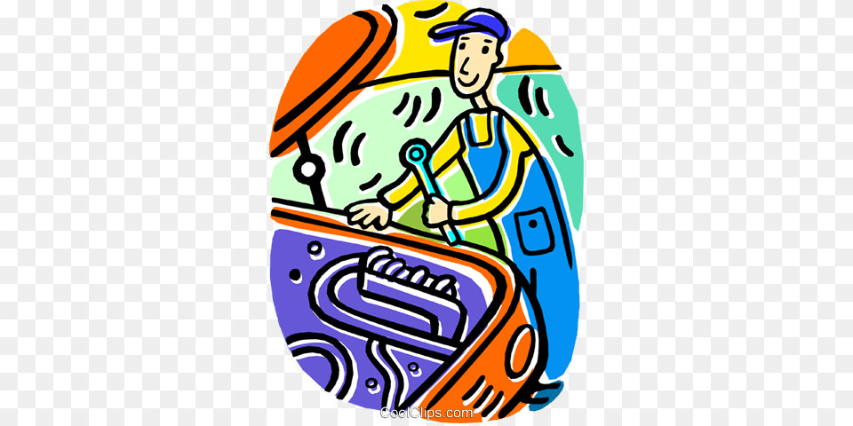 Auto Mechanic Working On A Car Royalty Vector Clip Art, People, Person, Baby, Face Free Png Download