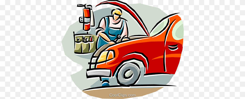 Auto Mechanic Working On A Car Royalty Vector Clip Art, Person, Baby, Lawn Mower, Lawn Free Png